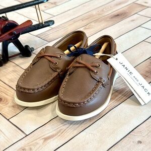 NWT Janie and Jack Tan Leather Boat Shoes